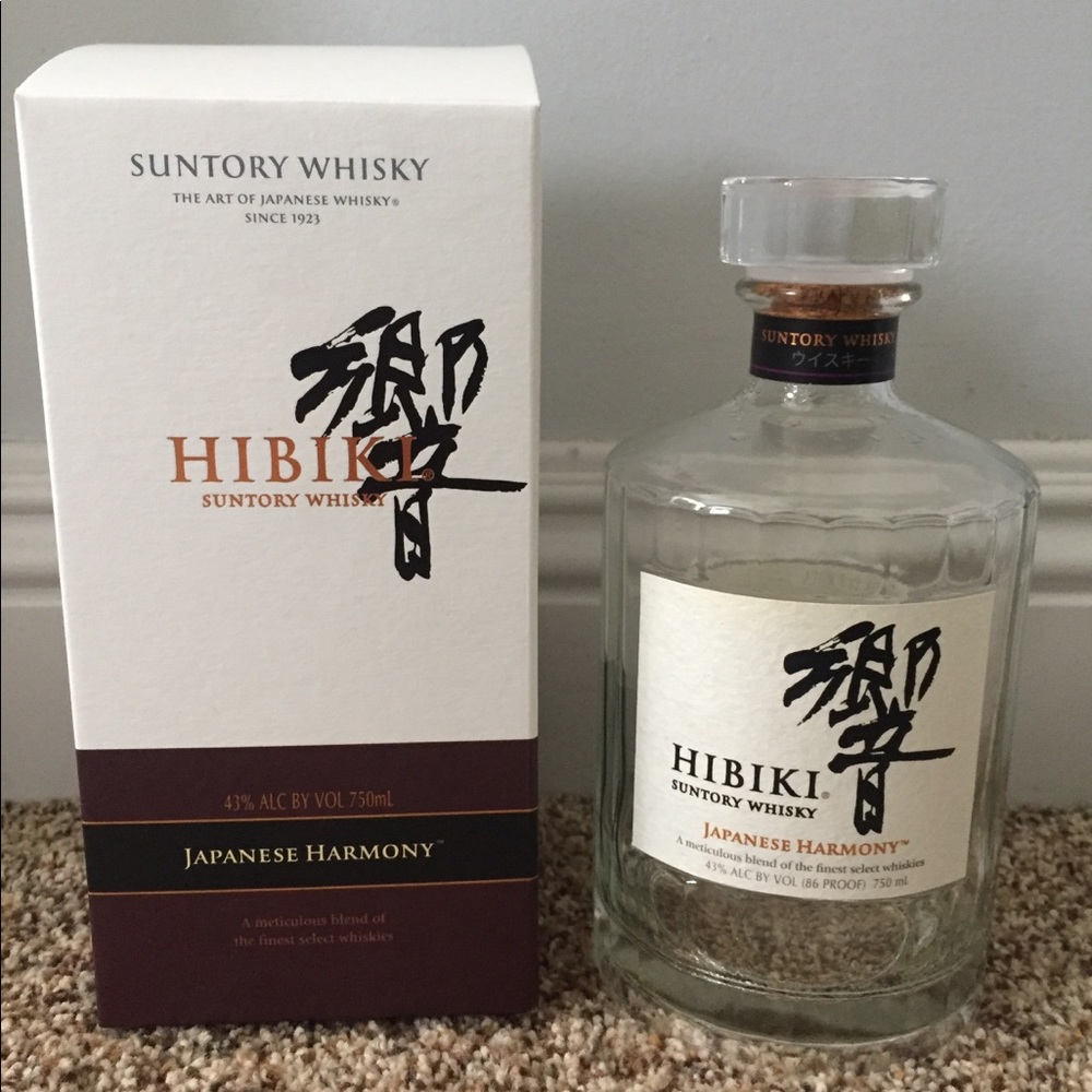 Empty Hibiki Harmony Japanese Whisky Bottle